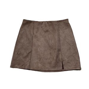 Brown Mini Skirt Elastic Waist M